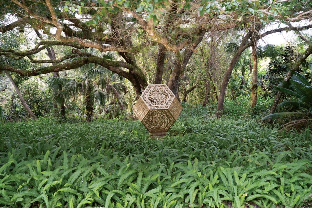 The zen grounds at ChoZen showcase art pieces like this Trocto No. 2 sculpture, which lights up at night. Courtesy of ChoZen Retreat