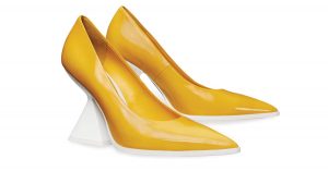 Sculptural heel in Peachy ($398), Tory Burch, Palm Beach Gardens, toryburch.com