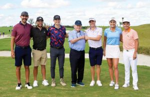 Erik van Rooyen, Xander Schauffele, Morgan Hoffmann, Jack Nicklaus, Justin Thomas, Lexi Thompson, and Rickie Fowler on opening day. Photo by Jim Mandeville/Nicklaus Designs