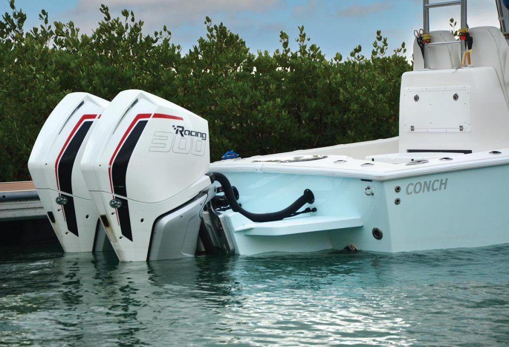 Two 200-hp Mercury Racing engines provide more than enough power. Photo by George LaBonte