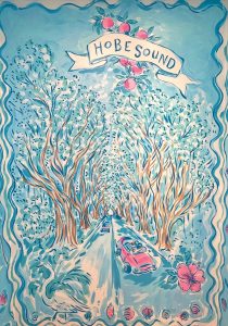 Artwork in the fitting room lounge. Photo courtesy of Lilly Pulitzer