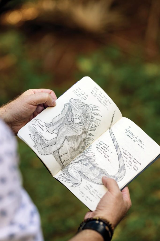 DiTerlizzi shares an illustrated book about Florida lizards he’s been creating just for fun. Photo by Steven Martine