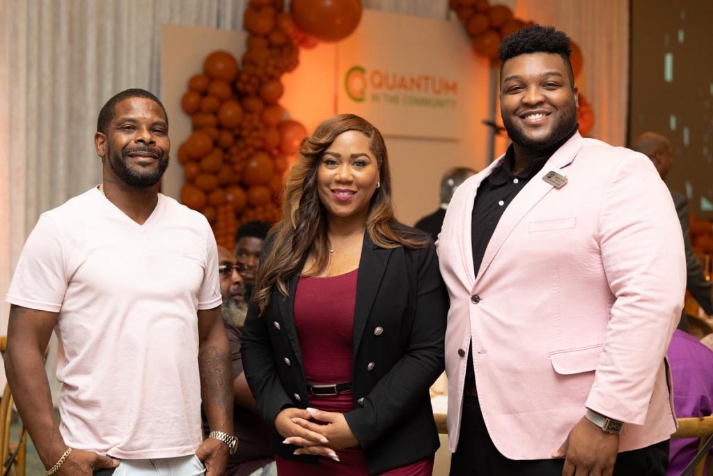 Previous Quantum in the Community grantees Kevin Eutsey, Checree Bryant, and Sammie Brown. Photo by Tracey Benson Photography