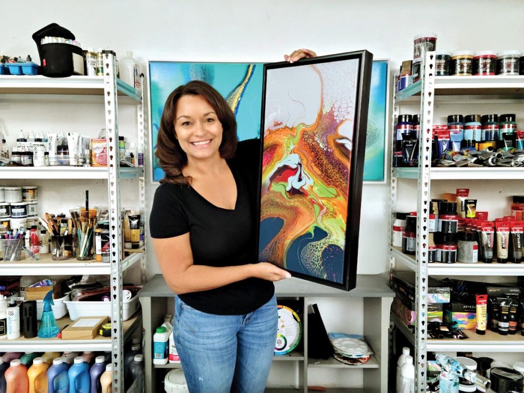 Artist Molly Leach in her studio