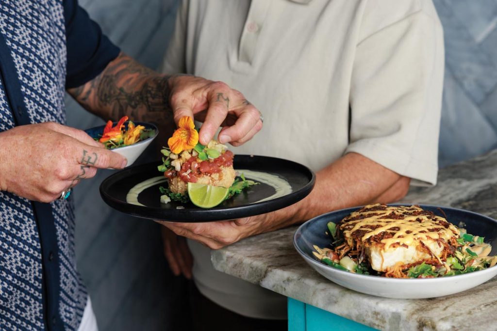 Shimkus and Moir set exacting standards for the fish they buy to make dishes like their tuna poke stack. Photo by Jennifer Sampson