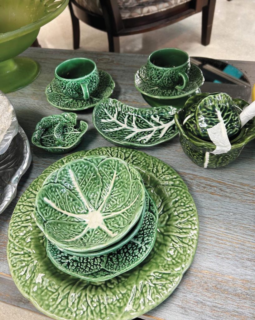 Cabbage-ware table settings are thrifting gold. Photo courtesy of Ambie Hay
